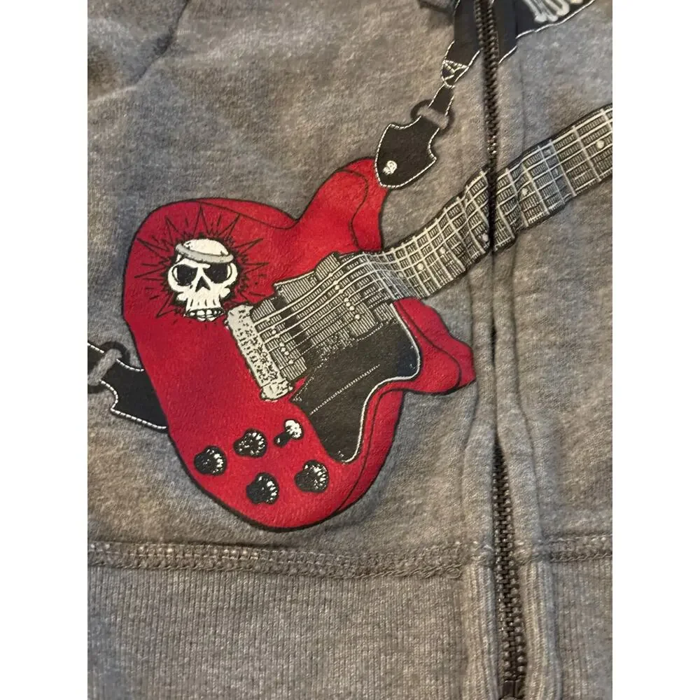 Awesome Kids Rock N Roll Heather Gray Zip-Up Hoodie 12 Months